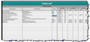 punch list